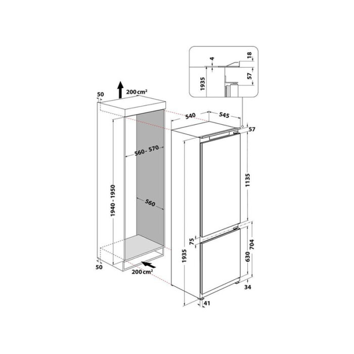 Вграден хладилник с фризер Hotpoint-Ariston HAC20D011A1*** , 300 l, E , LowFrost , Бял , Да - Image 4