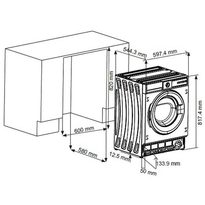Пералня за вграждане Sharp ES-NIB814BWNA-EE , 1400 об./мин., 8.00 kg, A , Бял - Image 4