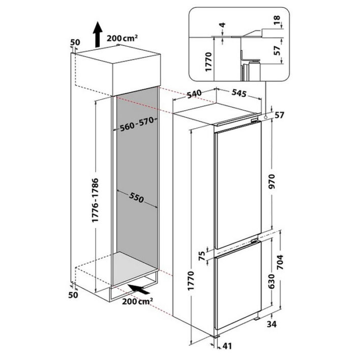 Вграден хладилник с фризер Hotpoint-Ariston HAC18D041A1 , 268 l, E , Да , Статична - Image 3